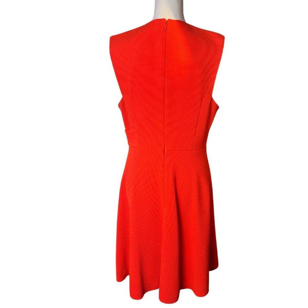 Whistles Textured Sleeveless Flare Dress Waffle Knit, Bright Orange, Sz 8 - Picture 3 of 11